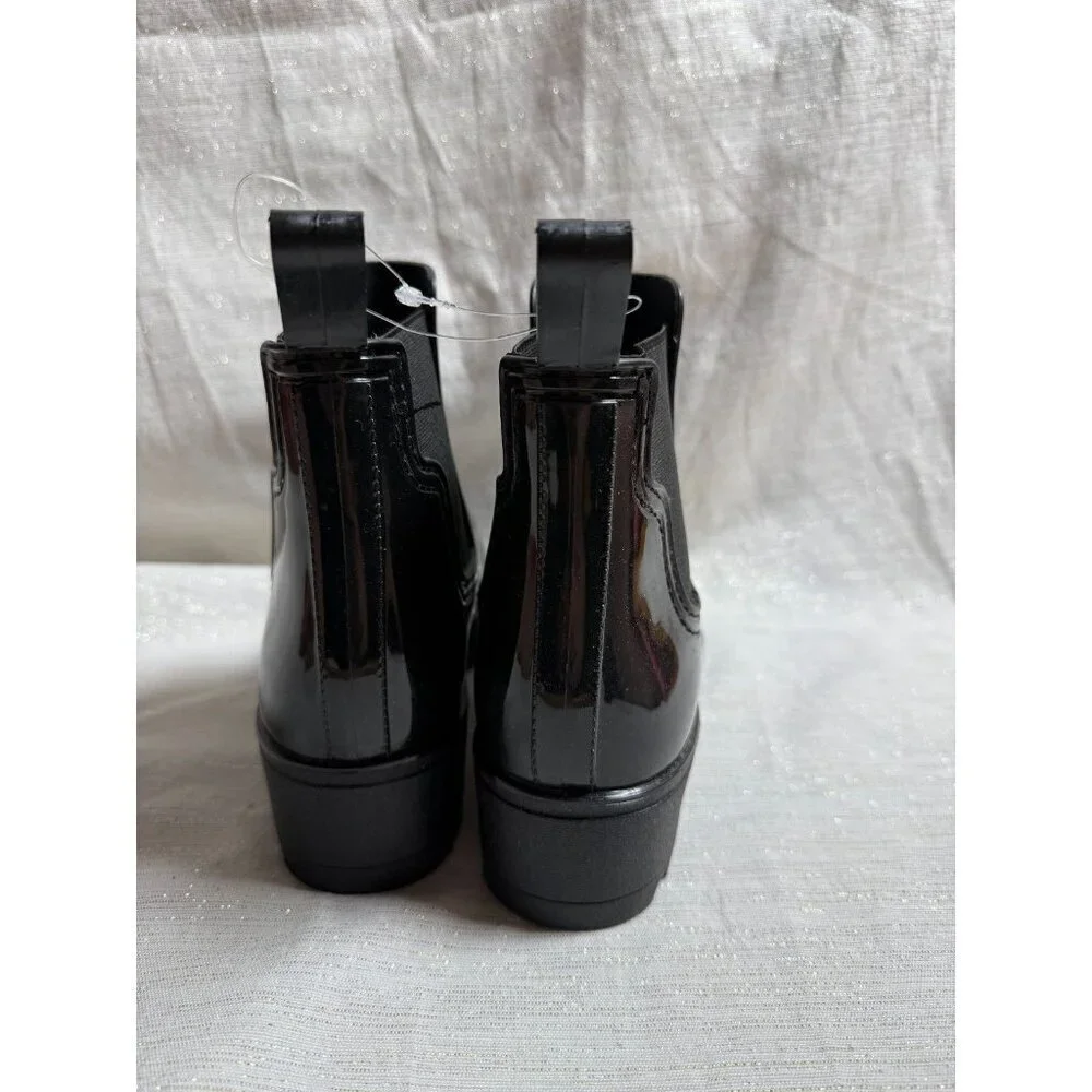 Capelli New York Ankle Rain Boots Womens Black Sz9 Shiny Rubber Never Worn